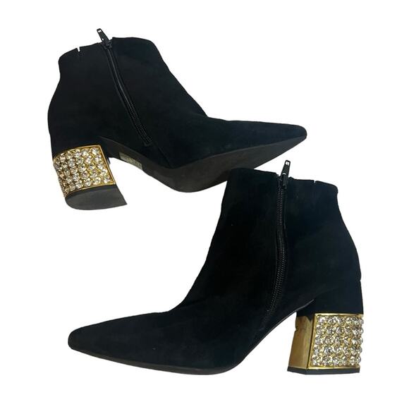 Jeffrey Campbell final statement rhinestone heeled suede boots Sz 6 - Picture 3 of 8